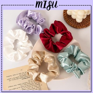 Dây cột tóc vải phi bóng, scrunchies phi bóng mềm màu pastel hàn quốc misu shop
