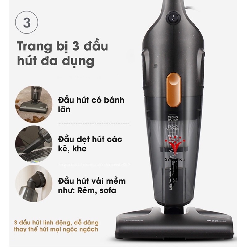 Máy hút bụi cầm tay Deerma DX115C Lực hút 15000Pa Hàng chính hãng BH 12 tháng