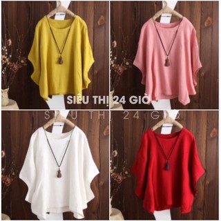 Áo kiểu nữ Hàn Quốc dáng cánh dơi Siêu thị 24 giờ form rộng bigsize giấu bụng che khuyết điểm AKH.36