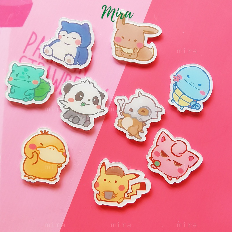 Ghim Cài Pokemon, Pikachu, Huy Hiệu Acrylic, Pin Cài Áo, Trâm Balo Đi Học Cực Cute MIRA-GC00578