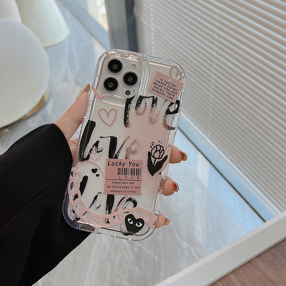 Ốp Điện Thoại Túi Khí Chống Va Đập In Hình Trái Tim Cho IPhone 14promax 14pro 13promax 12 11