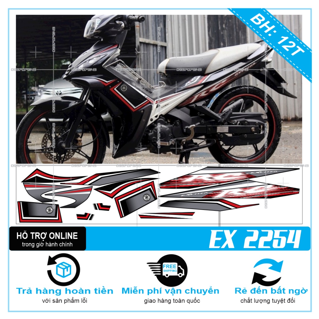 {TPHCM-FREE SHIP] TEM RỜI EXCITER 2010 RC XÁM ĐEN 2254