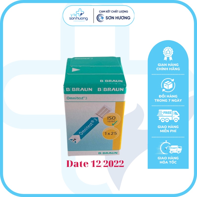 Que thử đường huyết Omnitest 3 (hộp 25 que)