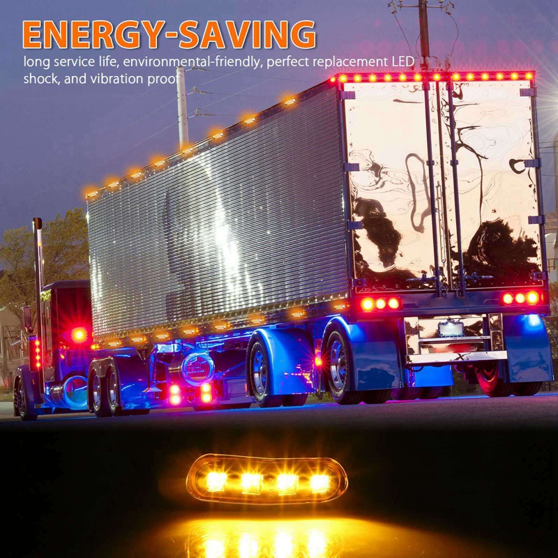 10x Màu hổ phách LED Xe tải Đèn đánh dấu bên 4LED Khe hở RV Camper 12V-24V