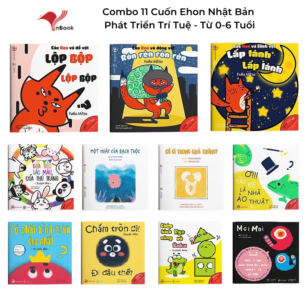 Sách Ehon - Combo 11 Cuốn Ehon Nhật Bản Phát Triển Trí Tuệ cho bé từ 0 - 6 tuổi (Âm Thanh, Màu Sắc, Hình Khối, Moi Moi)
