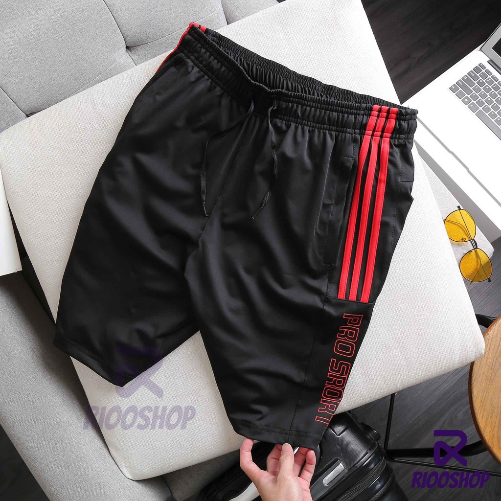 Quần thun nam thể thao thun lạnh 3 đường kẻ sport RPS065 - quần short thun nam Riooshop
