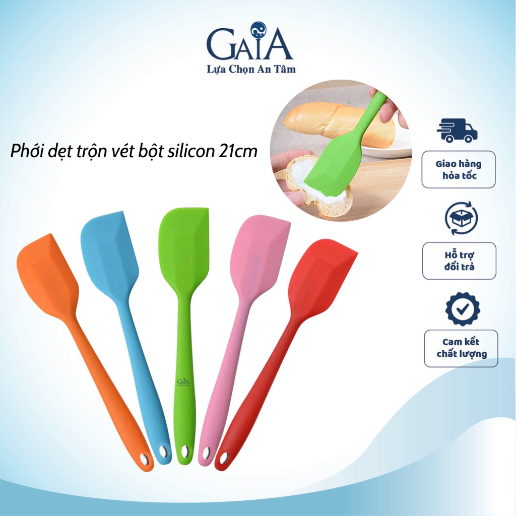 Spatula - Phới dẹt trộn vét bột bằng silicon đúc nguyên khối 21cm