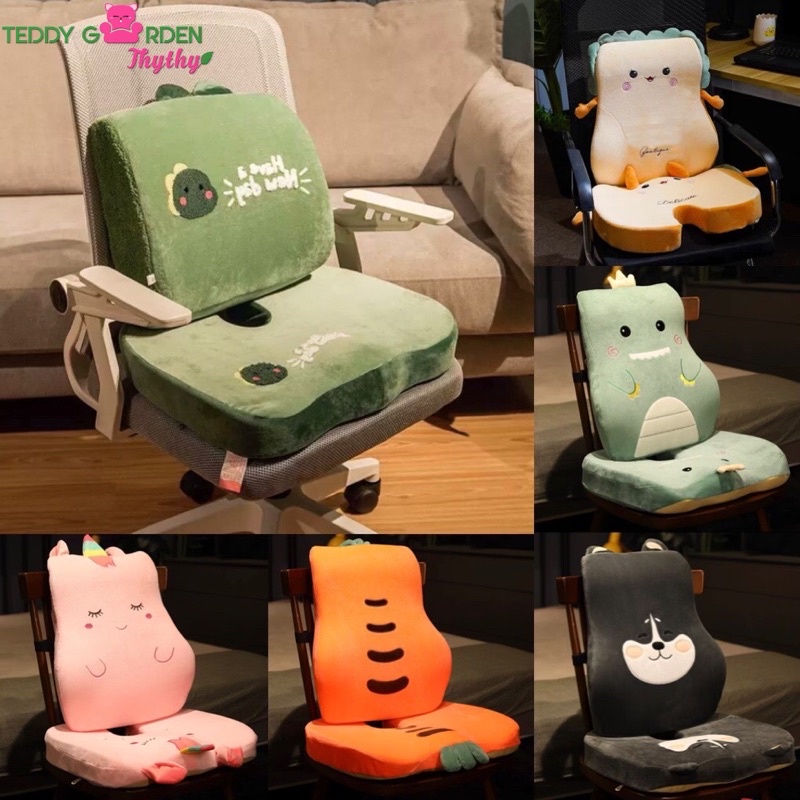 Gối tựa lưng cao su non Teddy Garden Thythy lót ngồi ghế oto xe hơi sofa vỏ tháo rời được