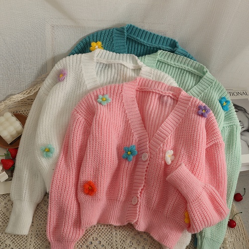 Áo khoác cardigan nữ len dệt kim ulzzang đính hoa trẻ trung