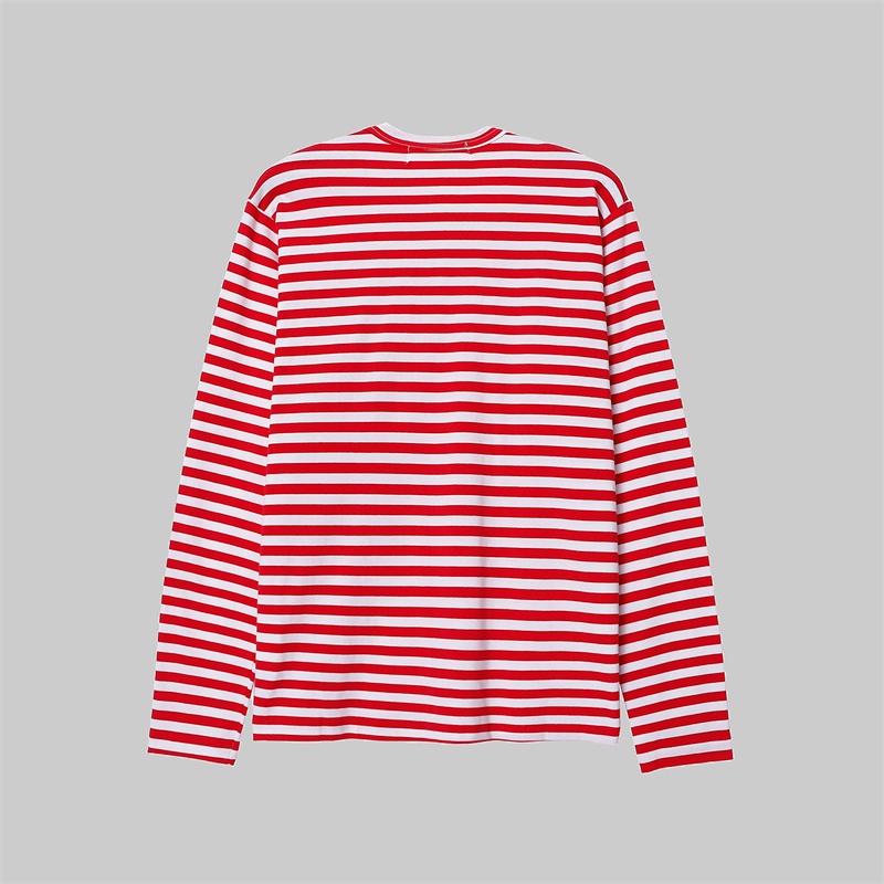 Áo Thun Họa Tiết Sọc Thêu Hình Trái Tim Thời Trang Đường Phố