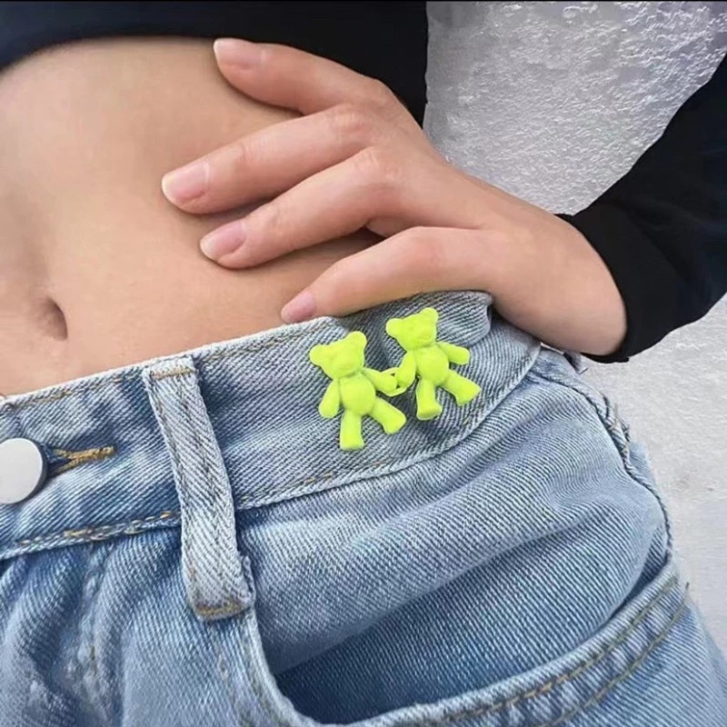 Set 2 Khóa Thắt Lưng Quần Jeans Không Đóng Nút Hình Gấu Nhiều Màu Sắc Dễ Thương Có Thể Tháo Rời Cho Bé Gái