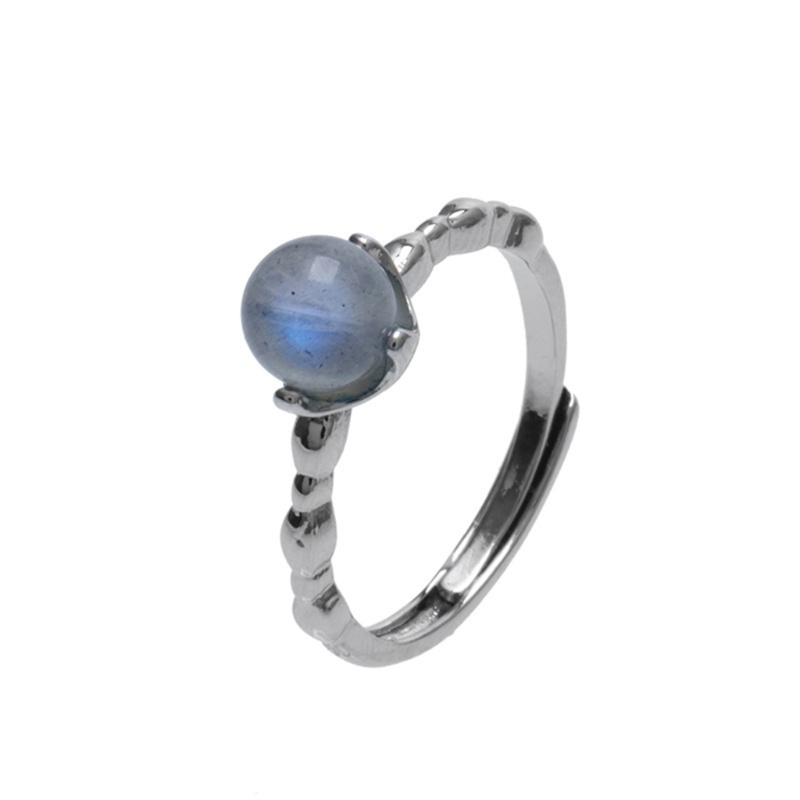 Nhẫn Kim Loại Hình Mặt Trăng Đính Đá Pha Lê Phong Cách Vintage Thời Trang Cho Nữ