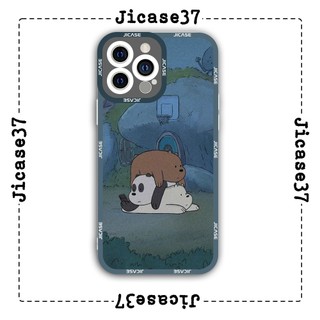 Ốp lưng iphone và samsung xiaomi oppo cạnh vuông Jicase Gấu nâu và gấu trúc