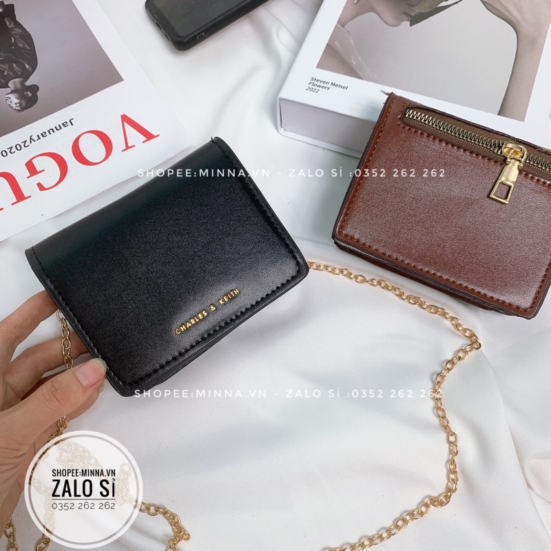 Túi đeo chéo mini nữ size 12 có ngăn kéo khoá mặt sau