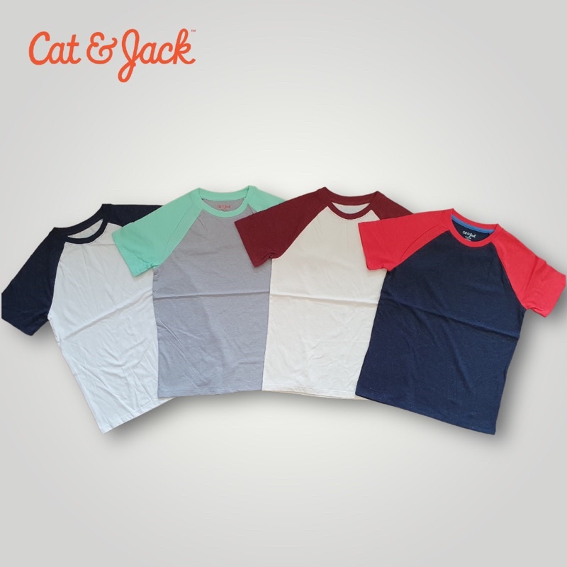 Áo thun Cat & Jack bé trai tay raplan ngắn phối màu (15 - 33g) - Hàng VNXK