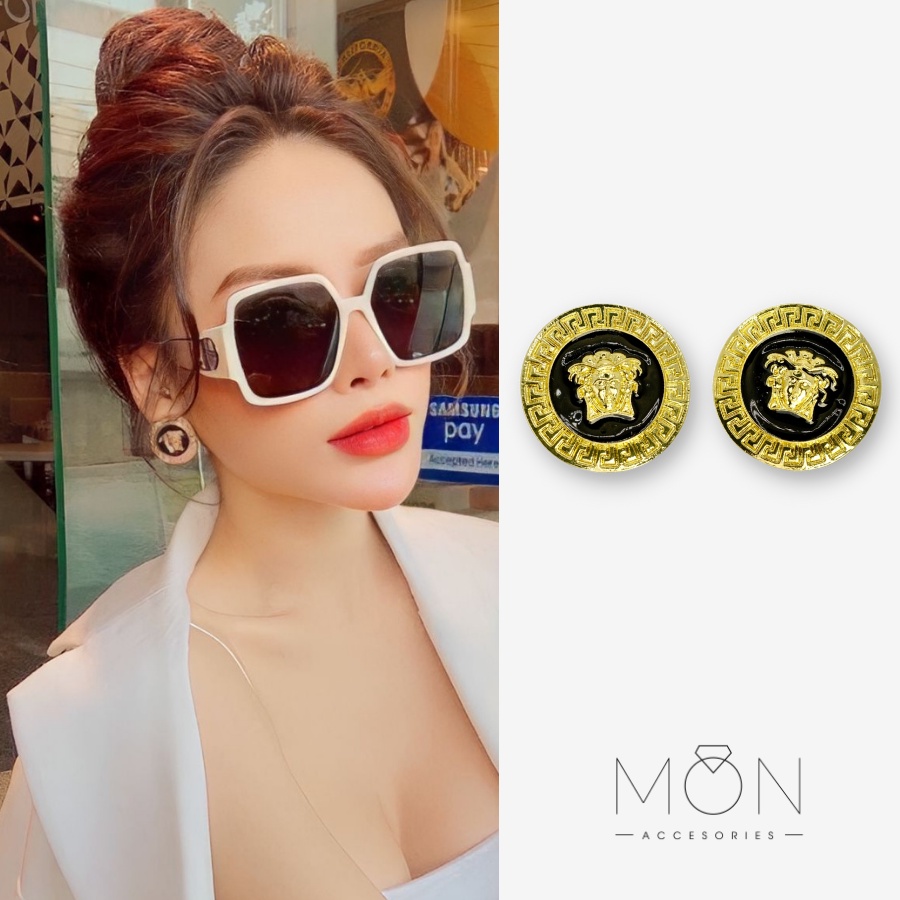 Bông tai nữ | Khuyên tai nữ cao cấp sát tai tròn viền vàng Mon.SG - KT 167 - có bán sỉ toàn quốc
