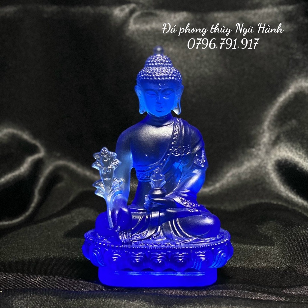 Tượng phật dược sư đá lưu ly cao cấp trang trí nội thất , tap lô ô tô - Cao 12cm