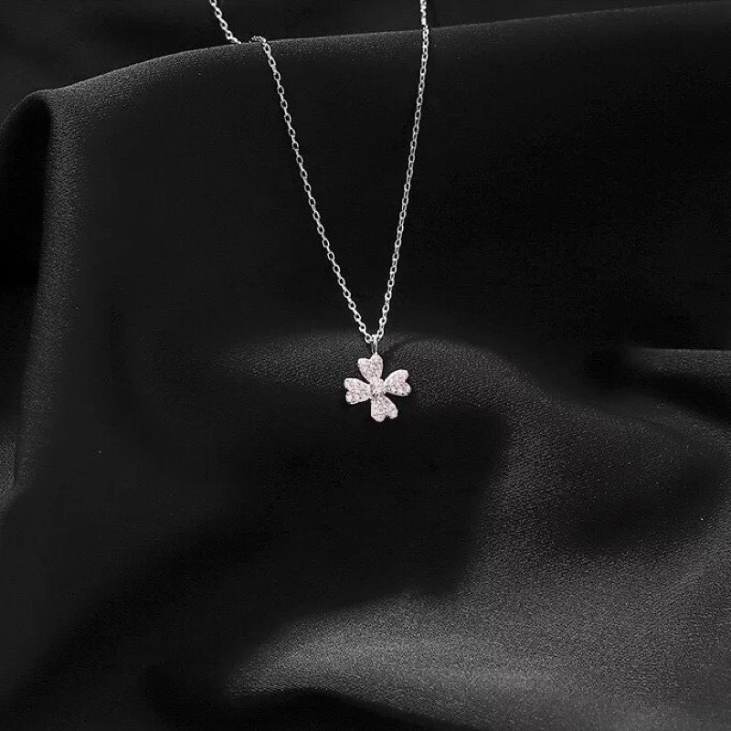 [L2M] SET 5 MÓN gồm dây chuyền mặt CỎ BỐN LÁ và 4 cặp bông tai thời trang phong cách Hàn Quốc sang trọng may mắn