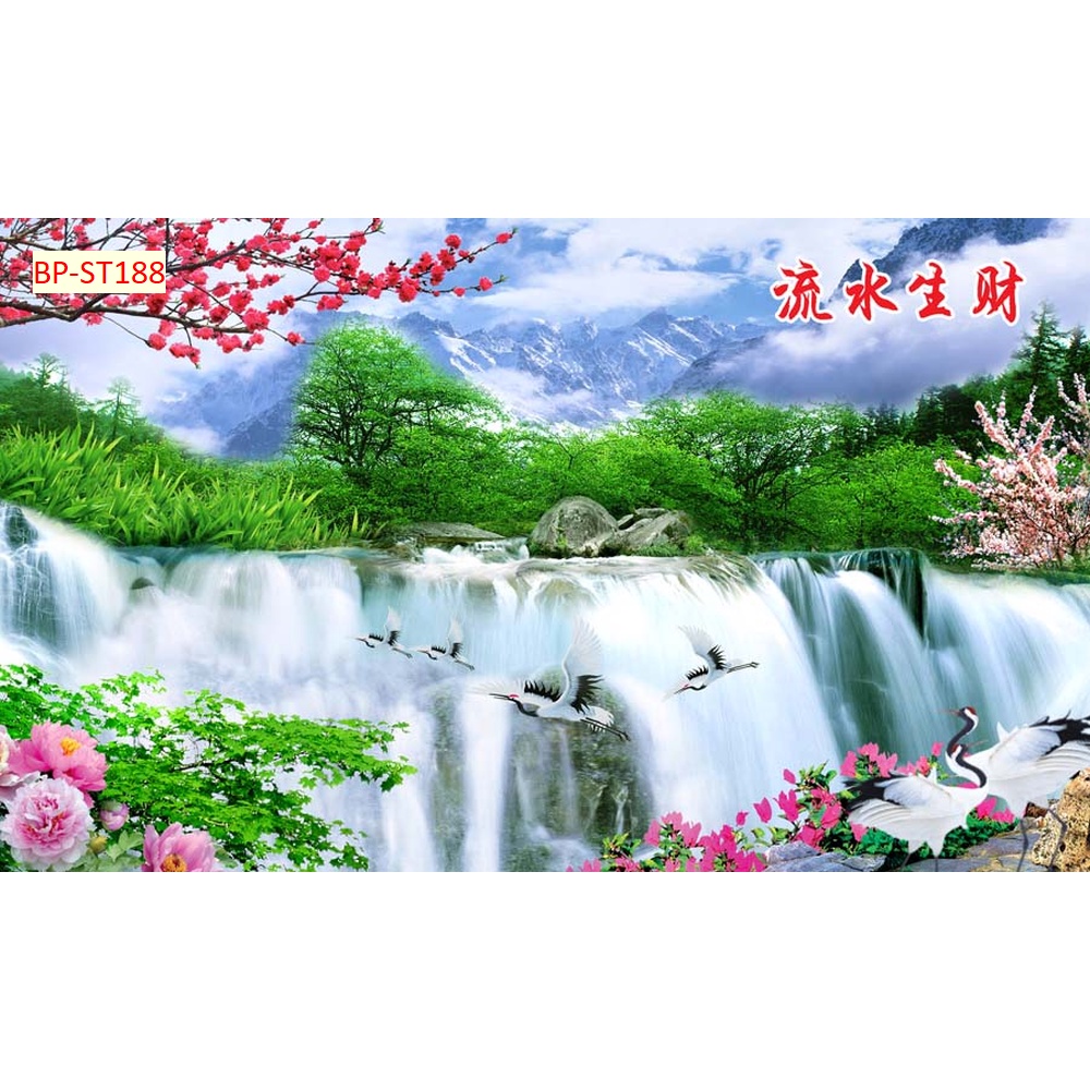 Tranh 3D Sơn thủy Cao Cấp, chất liệu chống thấm nước không lo phai màu