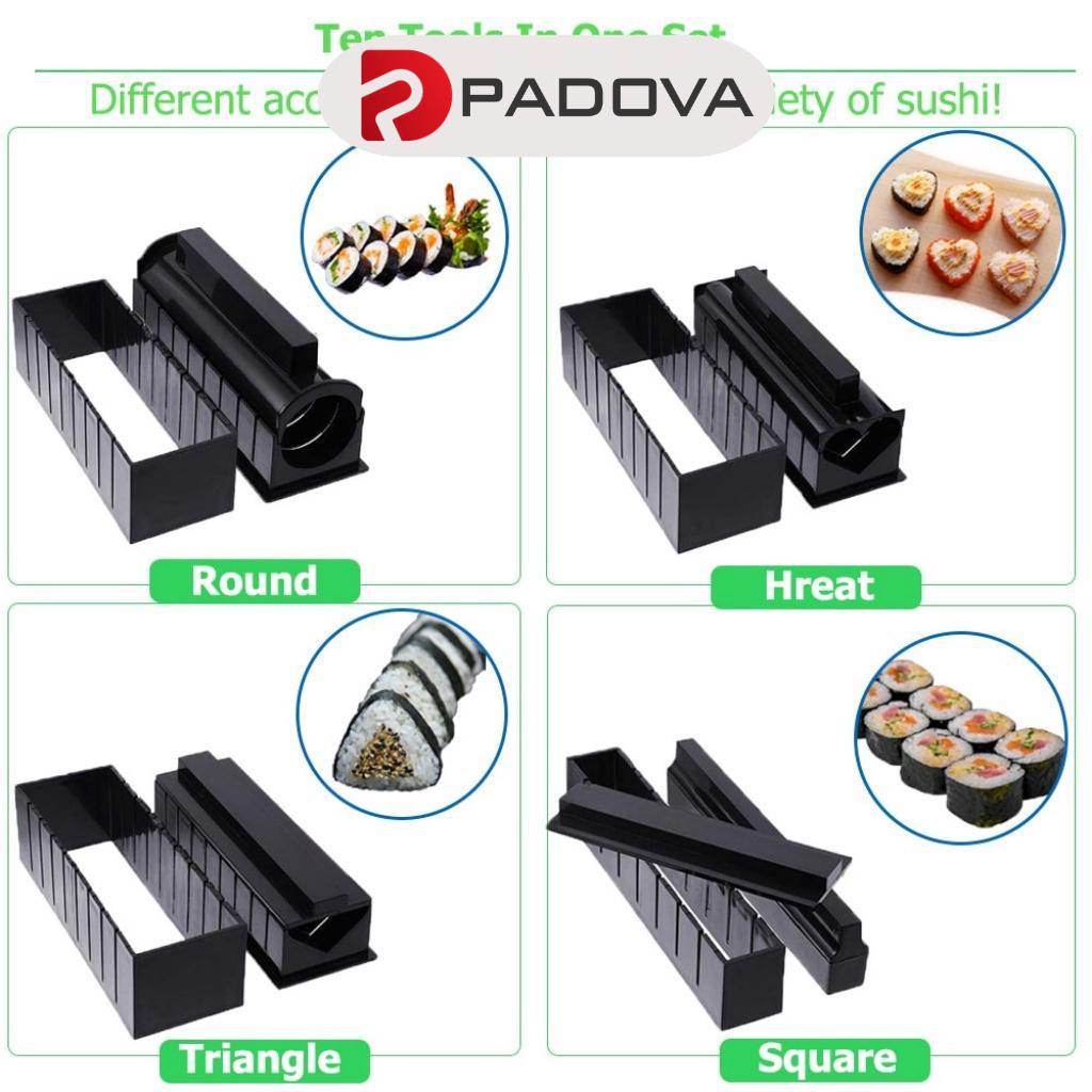 Bộ Khuôn Dụng Cụ Làm Sushi, Cơm Cuộn PADOVA 10 Món Tiện Lợi, Nhanh Chóng 3778