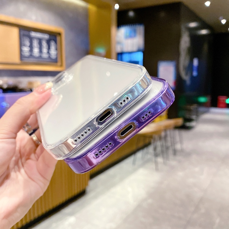 Ốp Điện Thoại Mặt Kính Viền Dẻo Trong Suốt Chống Rơi Cho iPhone 14 13 12 11 Pro Max