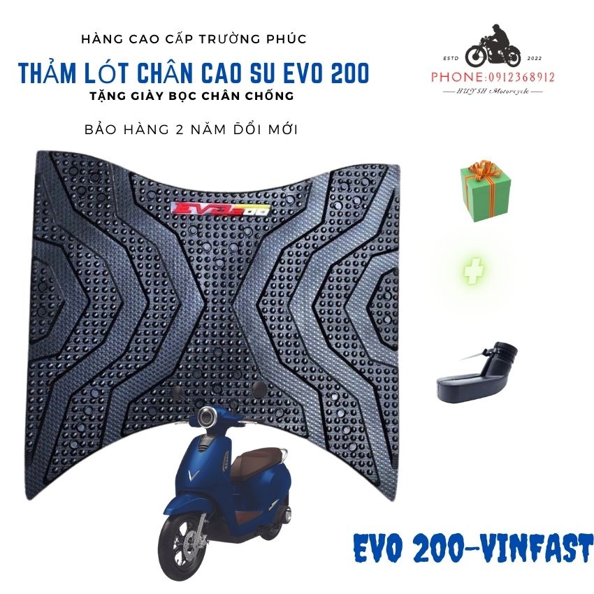 Thảm lót chân Evo 200, Thảm Evo200 xe điện thảm để chân Vinfast Evo 200 phụ kiện Evo 200 Mới 2023 Tặng Bọc Chân Chống
