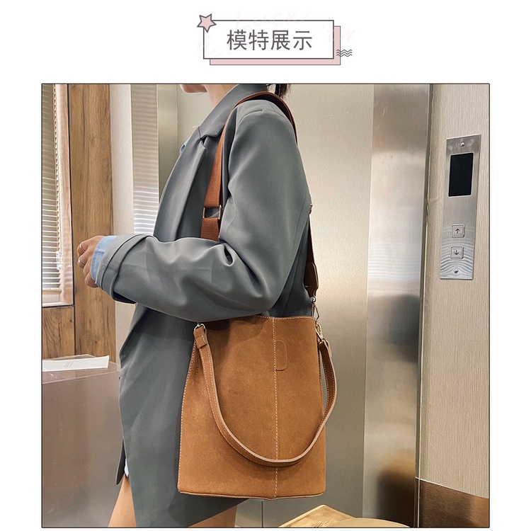 Túi Xách Đeo Vai Sức Chứa Lớn Phong Cách Retro Đơn Giản Cho Nữ