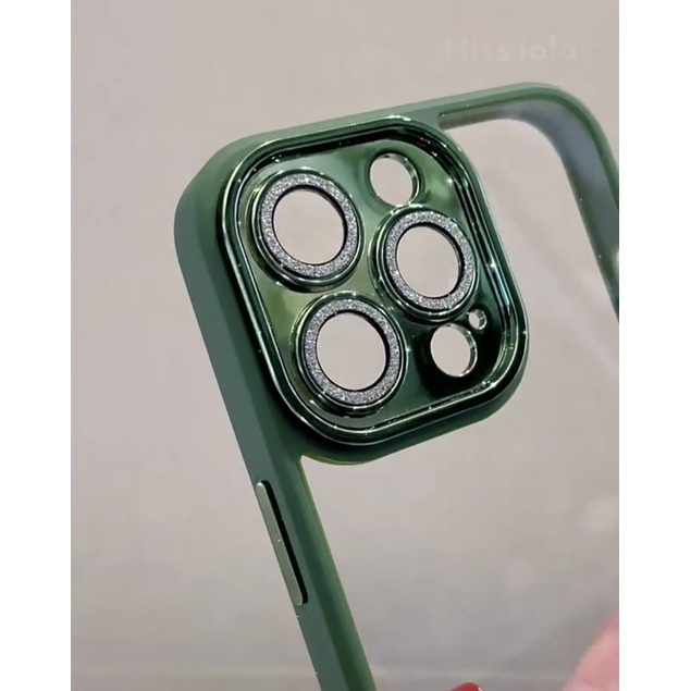 Ốp lưng trong viền màu camera gắn nhũ cho iPhone 11, 11 Pro max, 12 Pro Max chính hãng Meruyi sang trọng