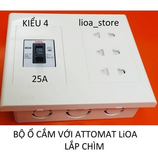 Bộ ổ cắm ba 2 chấu với attomat lioa.