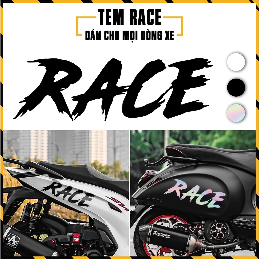 Tem Dán RACE Đổi Màu Phản Quang Hologram | DVT-RACE | Team Decal Sticker Hình Dán Xe Máy Cao Cấp