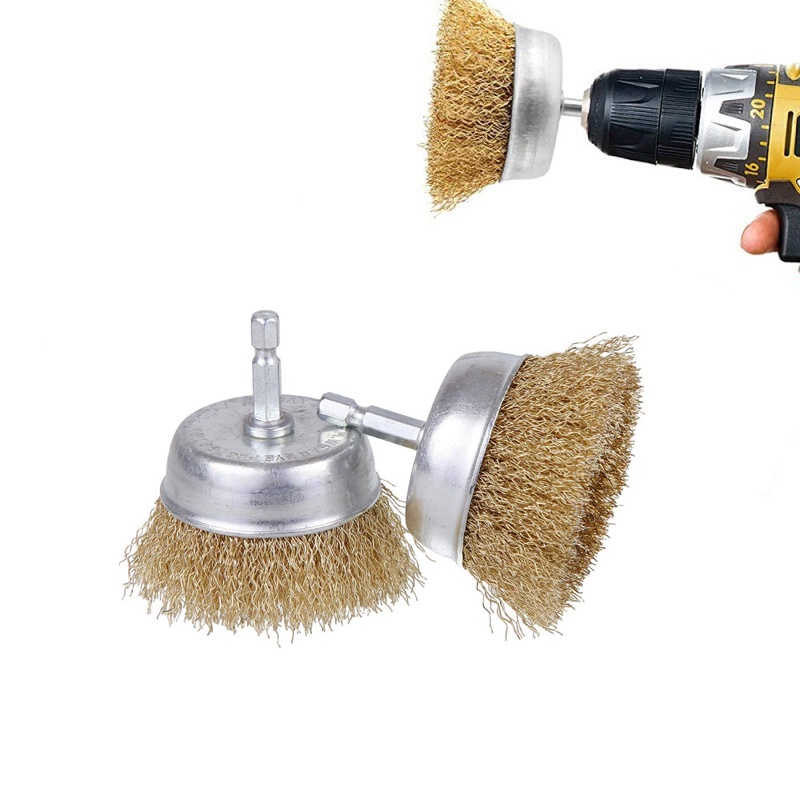 Set 3 Chổi Sợi Thép 50mm Đánh Bóng Kim Loại Mạ Đồng