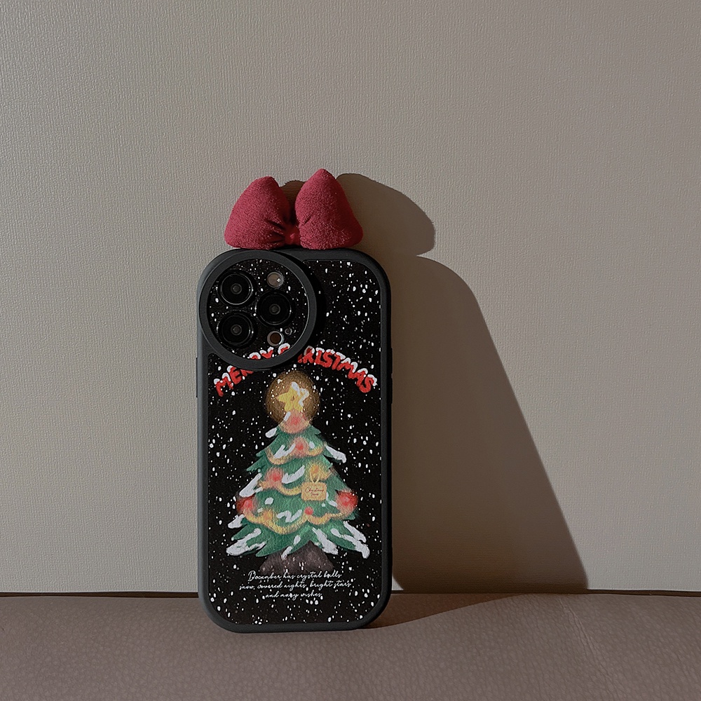 Ốp Điện Thoại Da Hình Cây Thông Giáng Sinh 3D Cho IPhone 14promax 14pro 13promax 12 11 X XS XSMAX