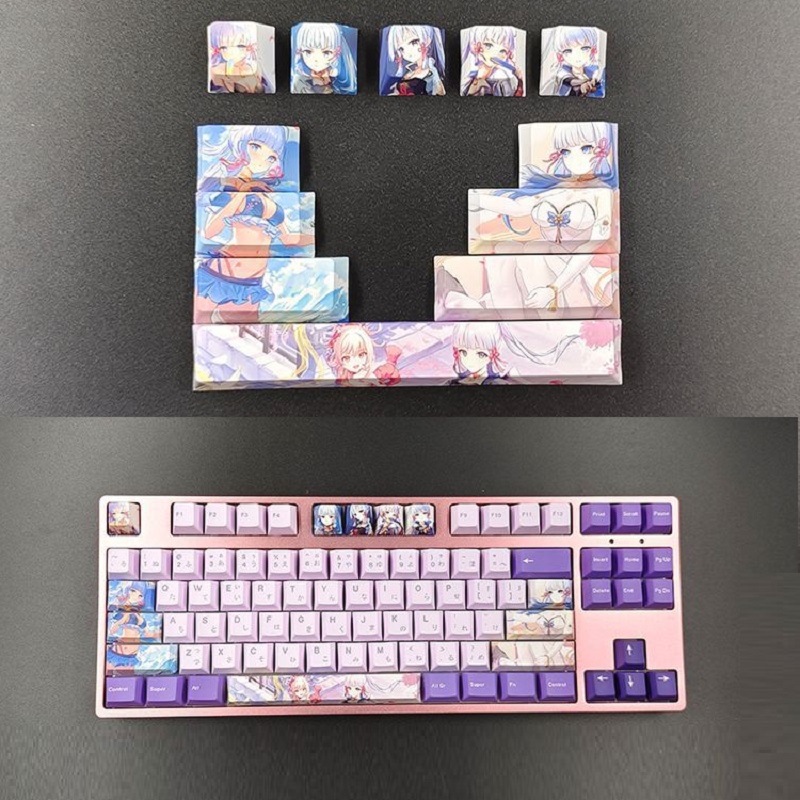 12 PCS Keycap nhựa PBT Cherry cao cấp Genshin Impact nút phím lắp cho bàn phím cơ