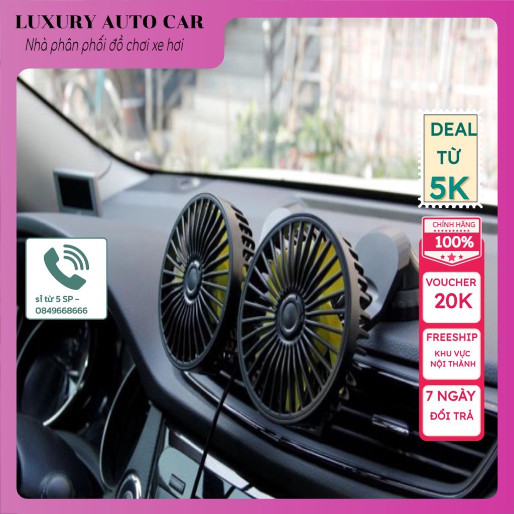 Quạt điện cắm tẩu trên xe ô tô 12-24v - quạt mini siêu mát siêu thơm - luxury autocar