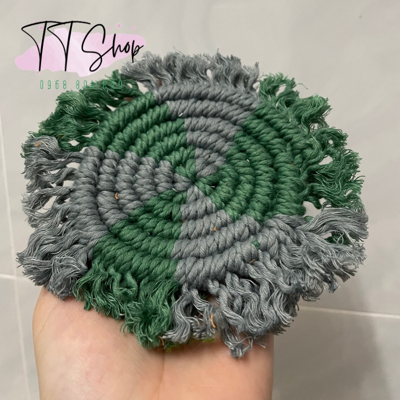 Miếng lót ly, tấm lót ly macrame handmade decor trang trí bàn làm việc, đủ màu theo yêu cầu | TT Shop