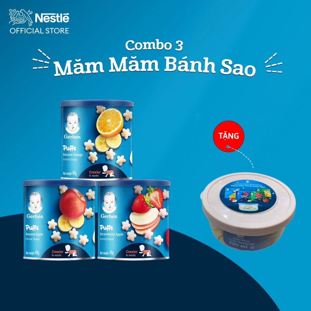 [TẶNG ĐỒ DÙNG CHO MẸ] COMBO 3 BÁNH ĂN DẶM HÌNH SAO NESTLÉ GERBER CHÍNH HÃNG - COMBO 3 MĂM MĂM BÁNH SAO