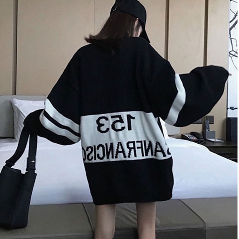 Áo Nỉ Dài Tay Màu Sắc Tương Phản Phong Cách Hàn Quốc Dành Cho Nữ