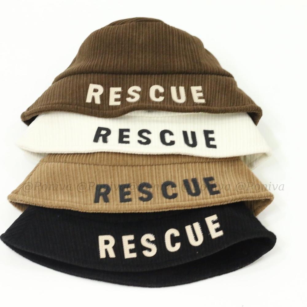 Mũ bucket ❤️ Nón tai bèo vành cụp vải nhung tăm cao cấp phối chữ RES.CUE Thời trang PONIVALAZA phong cách Hàn Quốc