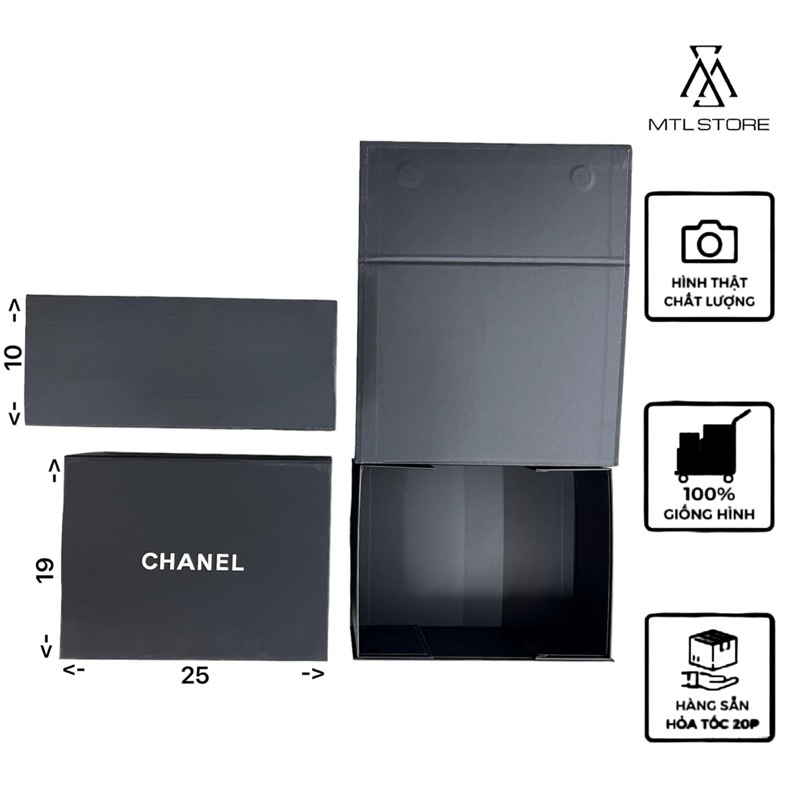 HỘP NAM CHÂM ĐỰNG TÚI XÁCH HÃNG CHANEL SIZE 25*19*10CM