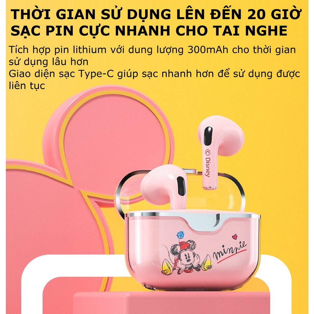 Tai nghe bluetooth không dây Gutek Disney P68 chính hãng nút cảm ứng âm thanh HIFI có mic đàm thoại