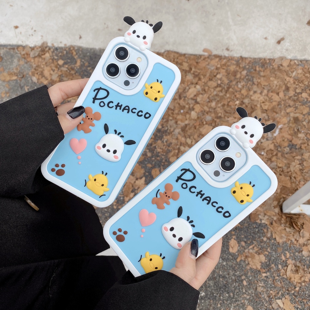 Ốp Điện Thoại Tpu Dẻo Họa Tiết Hoạt Hình Chú Chó Tai To 3D Dễ Thương Cho iPhone 14 13 12 11 Pro Max Plus