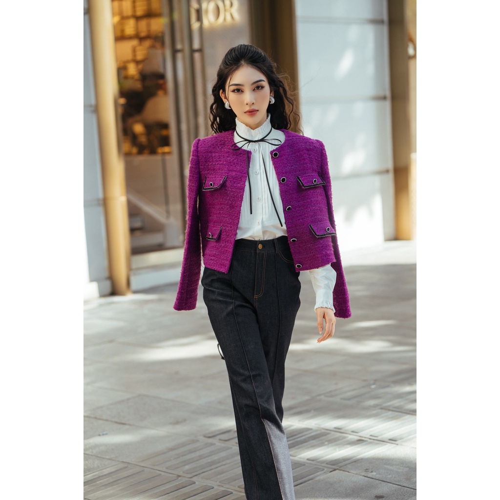 Áo jacket Violet Velvet tweed HUONG BOUTIQUE HBVEST216