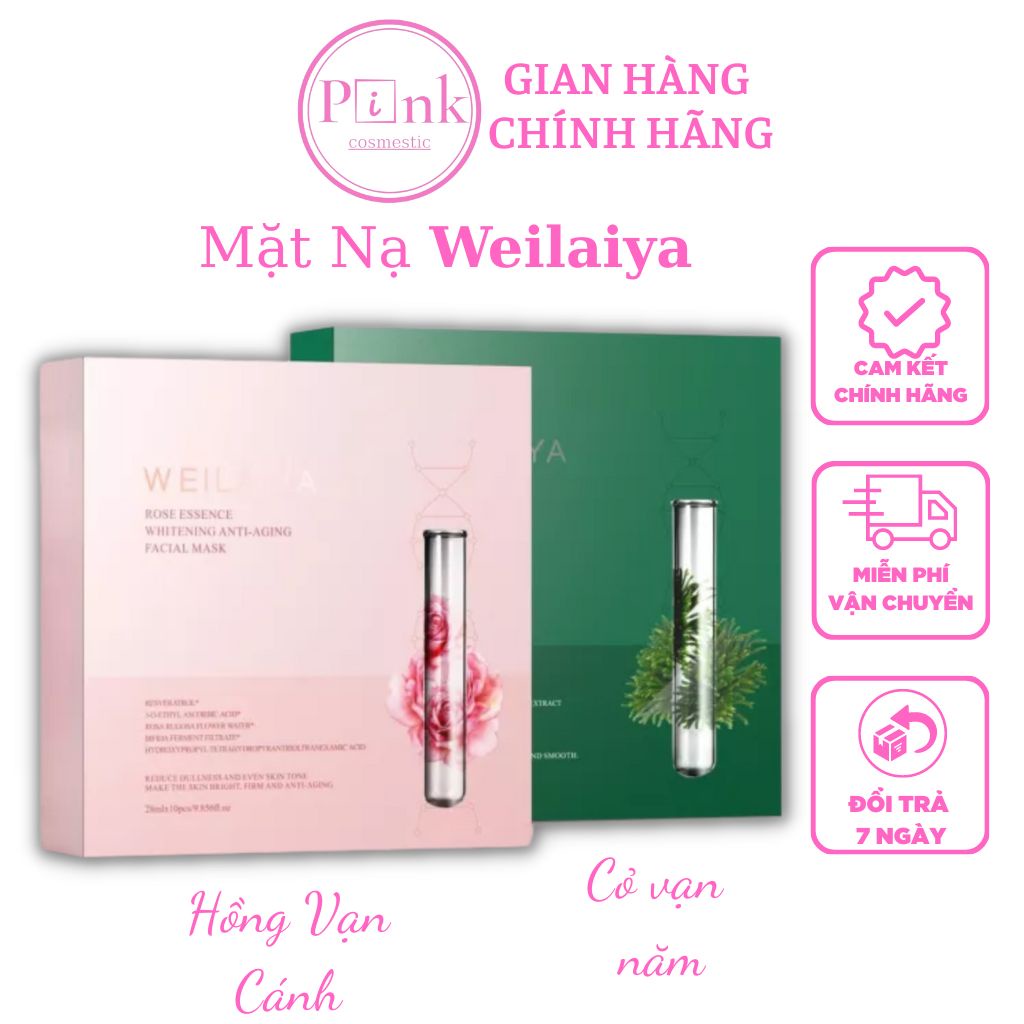 Mặt Nạ WEILAIYA Hoa Hồng Vạn Cảnh Làm Trắng và Cỏ Vạn Năm Phục Hồi Da Hộp 10 Miếng