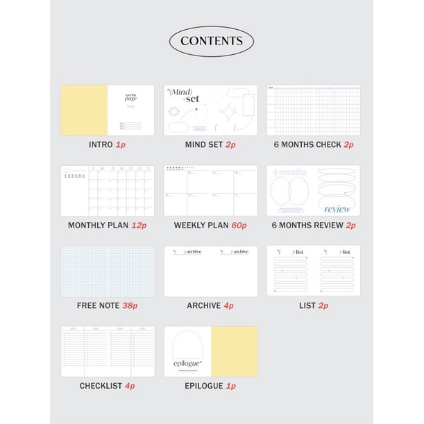 Sổ Planner ICONIC Turn the page diary vuông 6 tháng - lập kế hoạch theo tuần/ tháng