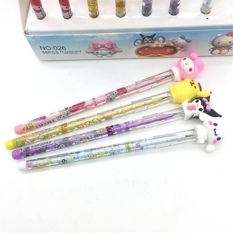 SANRIO Set 4 Bút Chì Ngòi Chống Trượt Họa Tiết Hoạt Hình Dễ Thương Dùng Làm Quà Tặng Cho Học Sinh