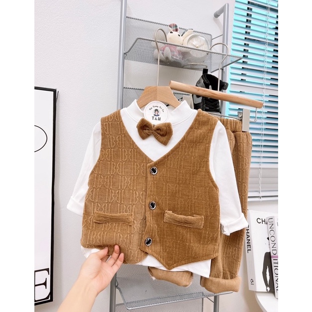 Set bộ công tử nhung cao cấp cho bé trai