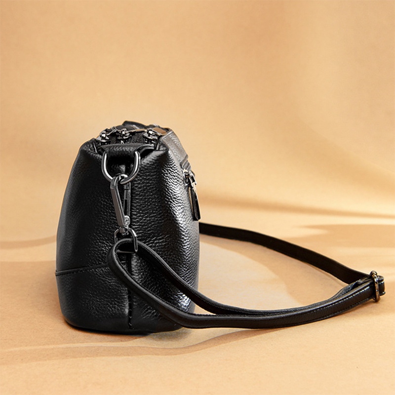 Túi Đeo Chéo Bằng Da Bò Có Khóa Kéo Đơn Giản Cho Nữ