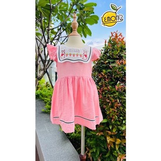 Đầm xoè, cổ vuông thêu hoa cho bé gái vải linen, thoáng mát thấm mồ hôi