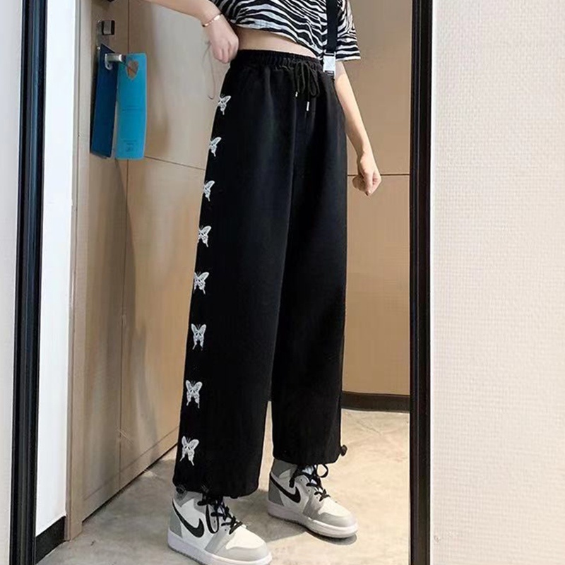 IELGYQuần Thể Thao Lưng Cao Ống Rộng In Họa Tiết Bướm Thời Trang Cho Nữ