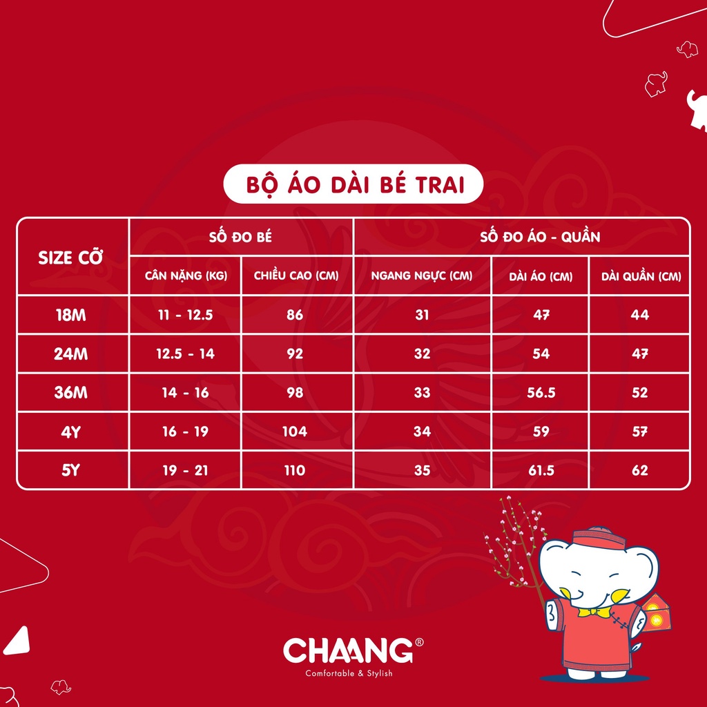 [CHAANG] Bộ áo dài bé trai Chaang vàng